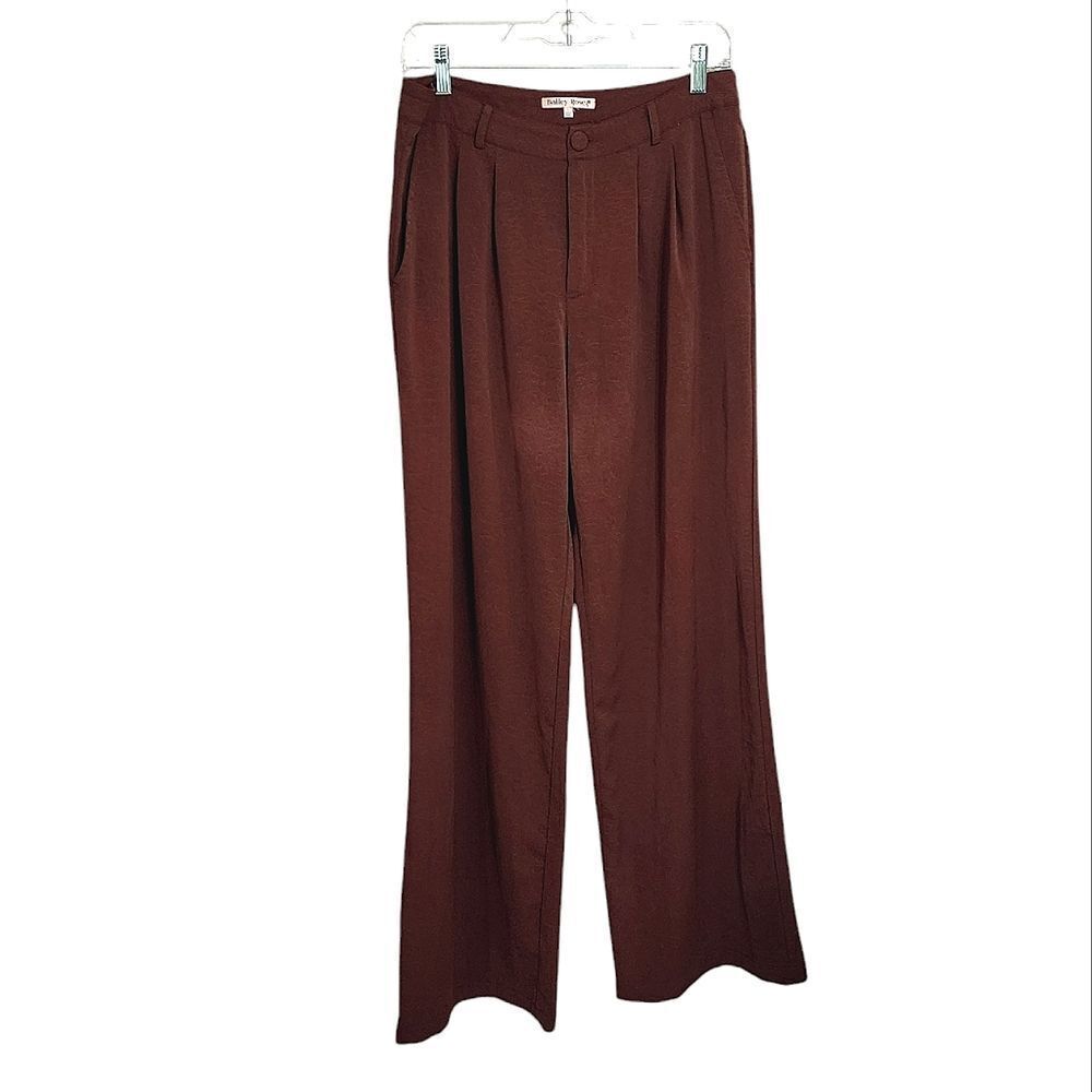 Bailey Rose trouser pants brown floral  high rise wide leg dressy career L